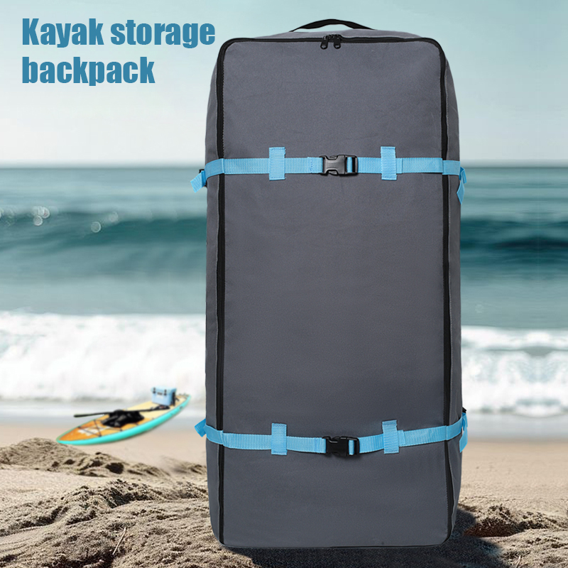 Sports Equipment Outdoor Storage - グレーのオックスフォード布製パドルボードバックパック、外部強化ストラップ付き、インフレータブルサーフボードバックパック、ポータブルカヤックウォータースポーツ用品大容量収納バッグ