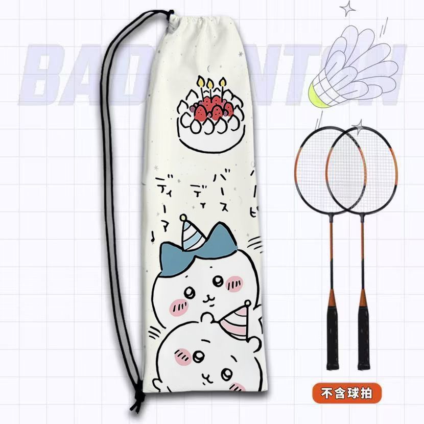 Sports Equipment Japan - かわいいちいかわバドミントンラケットバッグかわいい漫画プリント巾着布バッグ大容量スポーツ用品収納ポーチ