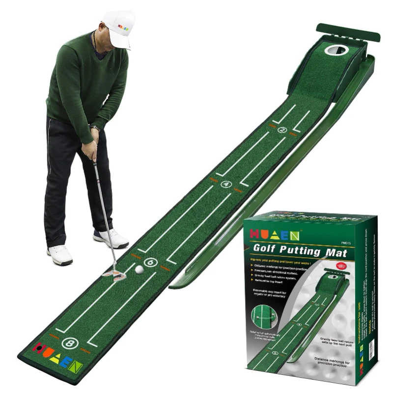 Golf Putting Mat - ポータブルミニゴルフグリーンパターマット、屋内および屋外の練習、pm015
