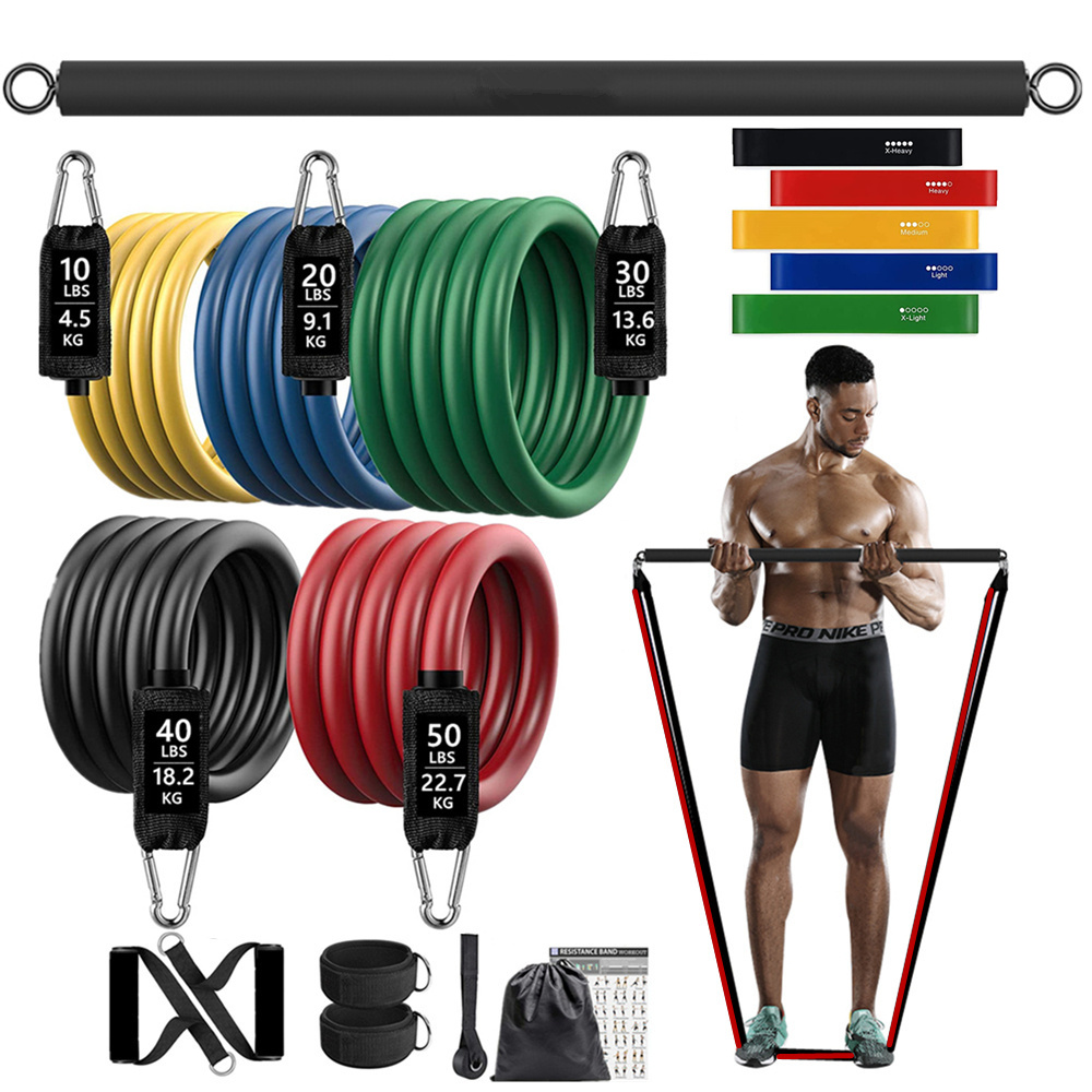 Sports Equipment Near Me - 150ポンド フィットネス戦利品抵抗弾性バンドワークアウト トレーニング用 ホームエクササイズ スポーツジム ダンベルハーネスセット