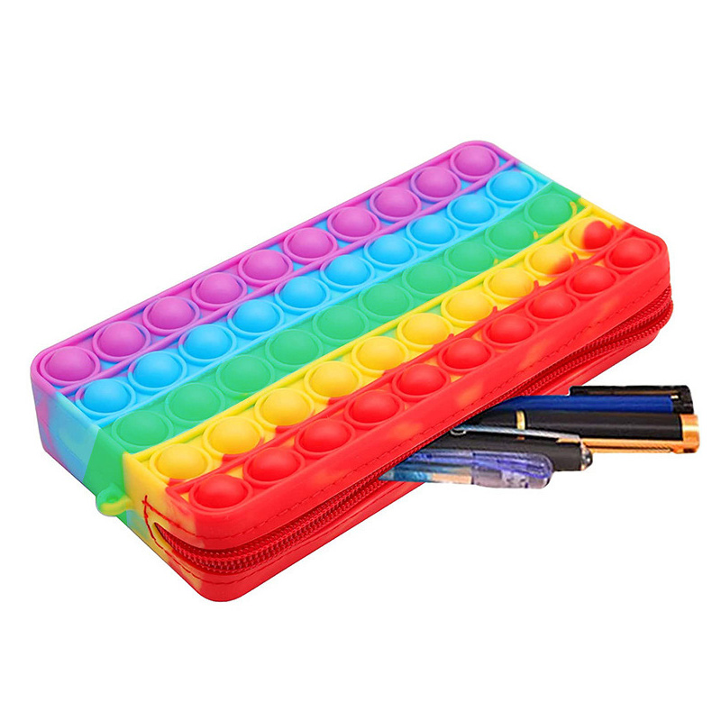 レインボー鉛筆ケースシリコンプッシュバブルフィジェットおもち - Sports Equipment For Schools のレビューと価格
