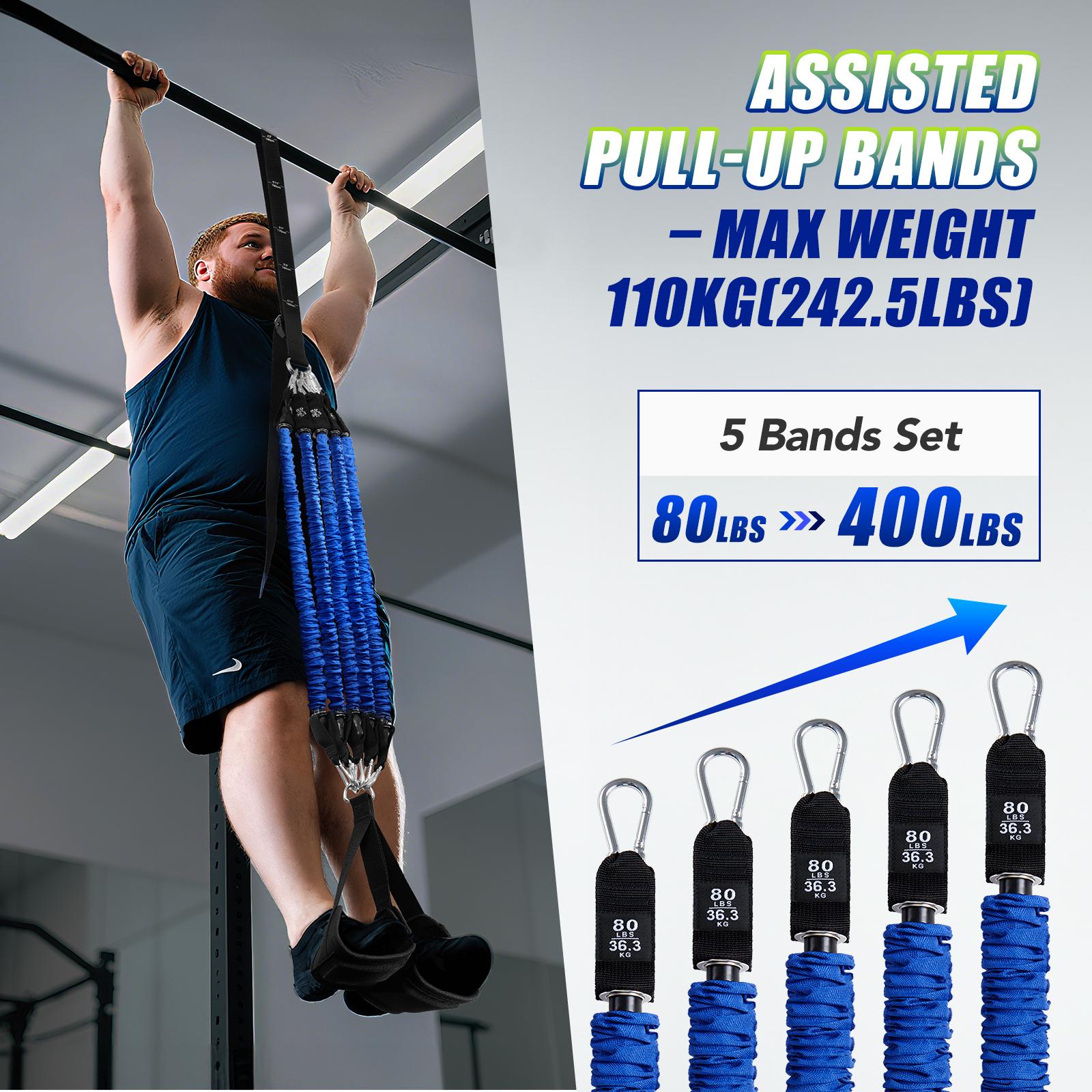 ヘビーデューティー懸垂補助バンドセット 4x80ポンド 調節 - Sports Equipment Near Me のレビューと価格