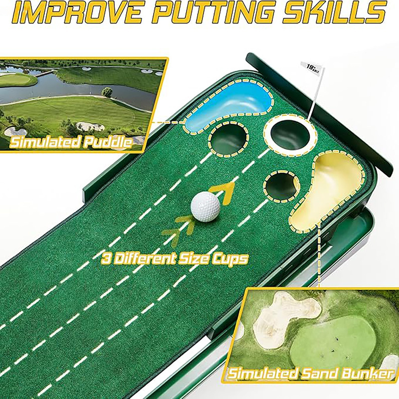 5穴ベルベットゴルフパッティングマット滑らかなローリングター - Golf Putting Mat のレビューと価格