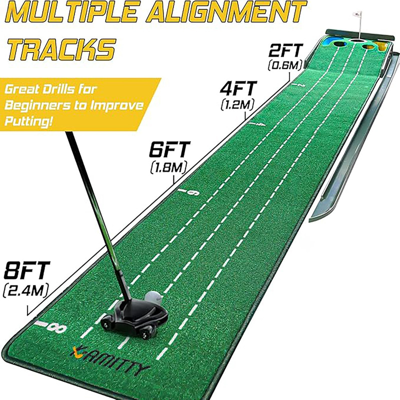 5穴ベルベットゴルフパッティングマット滑らかなローリングター - Golf Putting Mat のレビューと価格