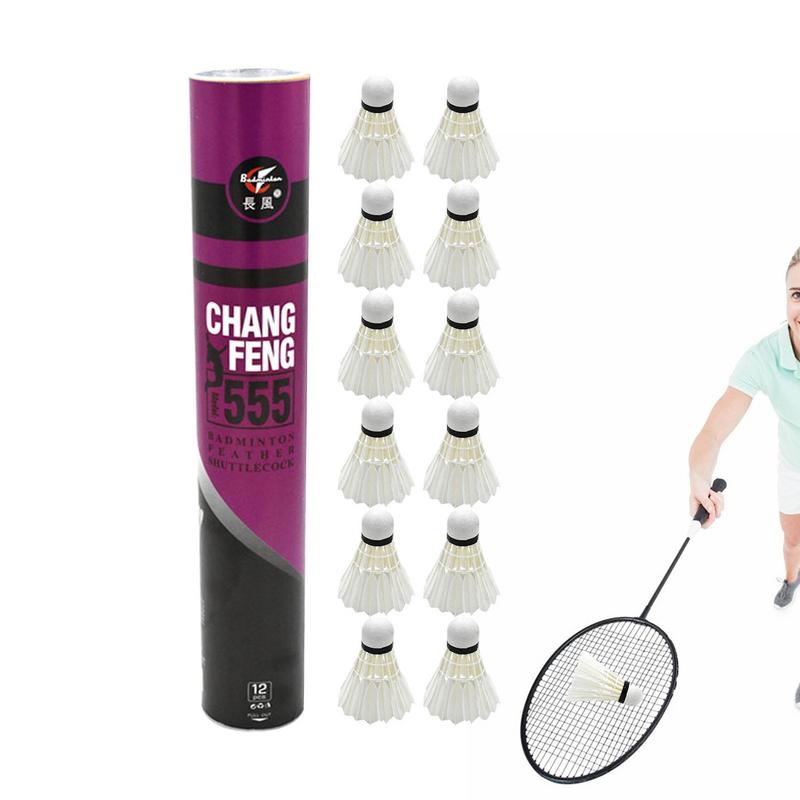 ナチュラルダックフェザーバドミントンシャトルコック、ホワイト - Sports Equipment For Badminton のレビューと価格