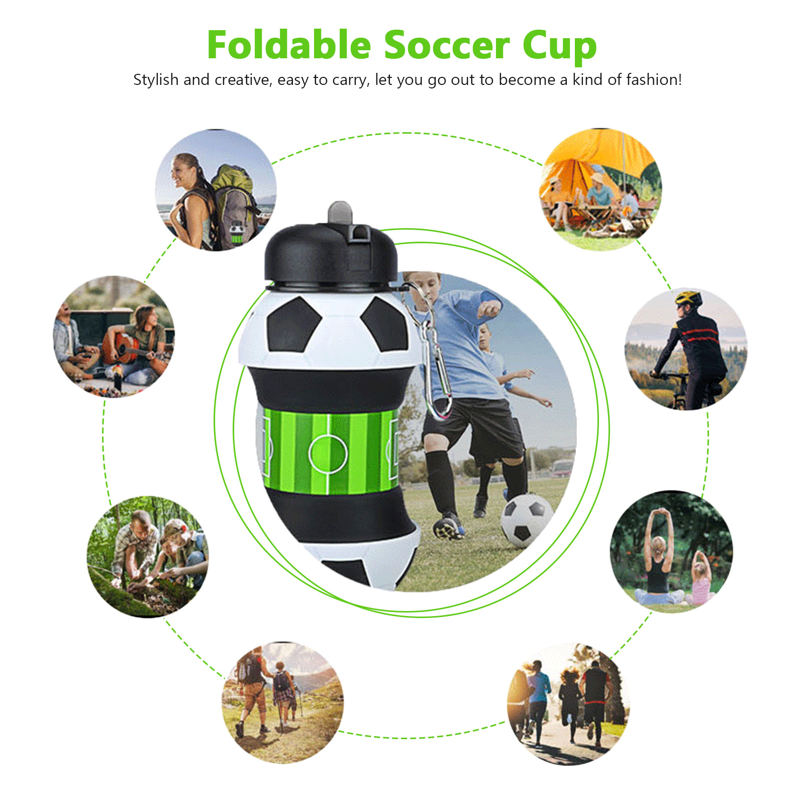550ml 折りたたみ式サッカーウォーターボトル 食品グレー - Sports Equipment Stores のレビューと価格